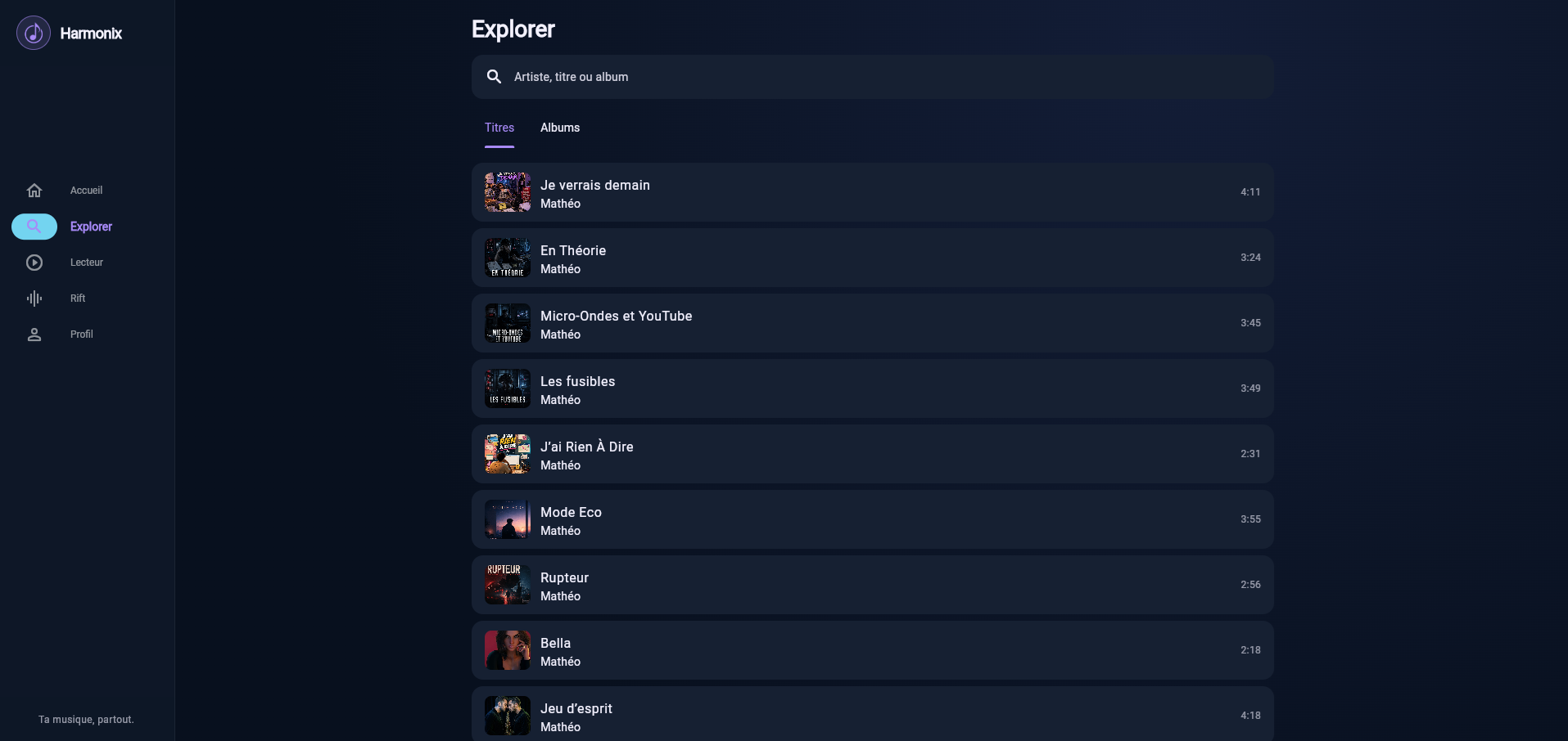 Liste des musiques